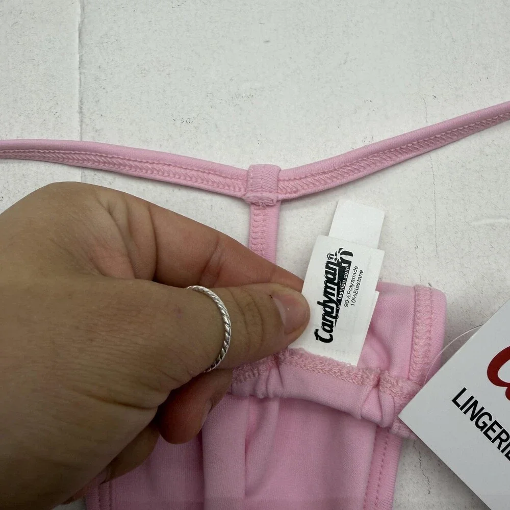 Candyman Thong Mens Small Pink Microfiber Stretch Baby Pink 9586B Underwear